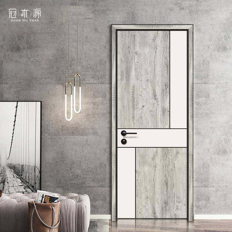 中山厂家直销极窄铝木门 简约家用室内房门夹板极窄铝木门 含五金