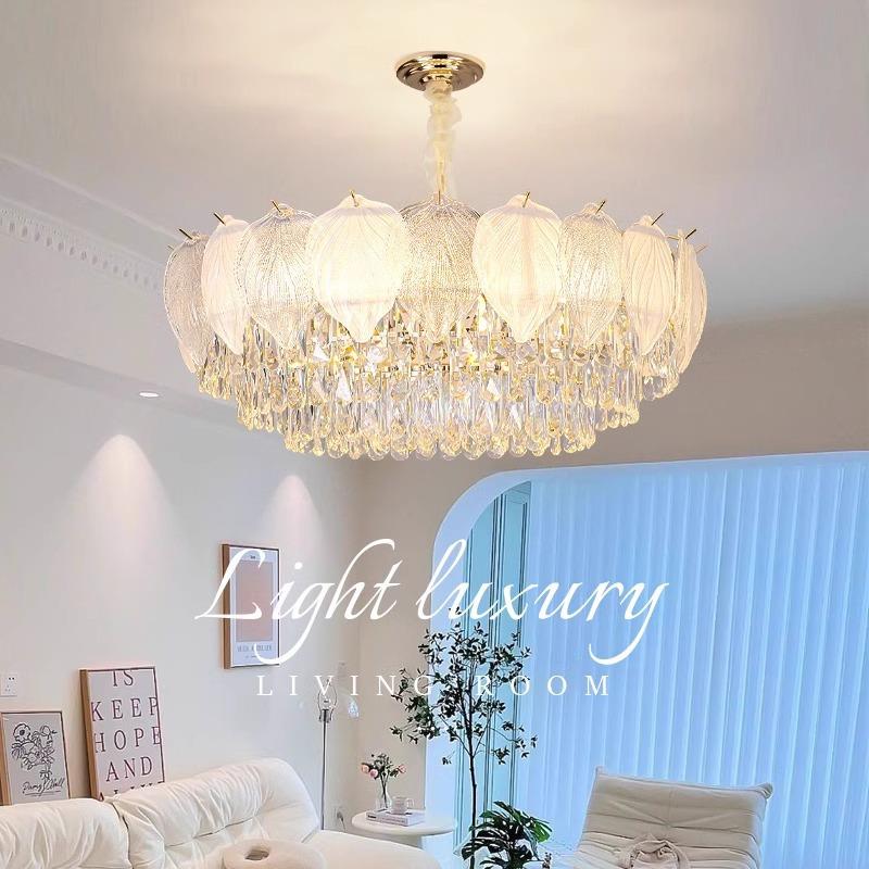 法式奶油风轻奢水晶吊灯客厅灯2025年新款网红主灯餐厅灯中山灯具