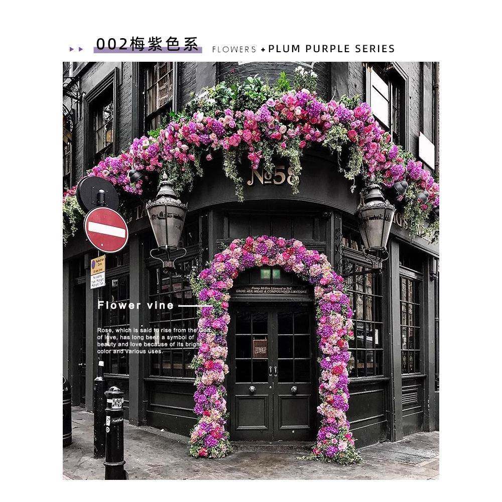 新款森系大门口装饰拱门花艺挂花橱窗装饰门店装修壁挂花绢花