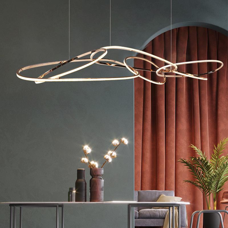 现代极简餐厅吊灯轻奢创意led个性设计师不锈钢高端吧台岛艺术