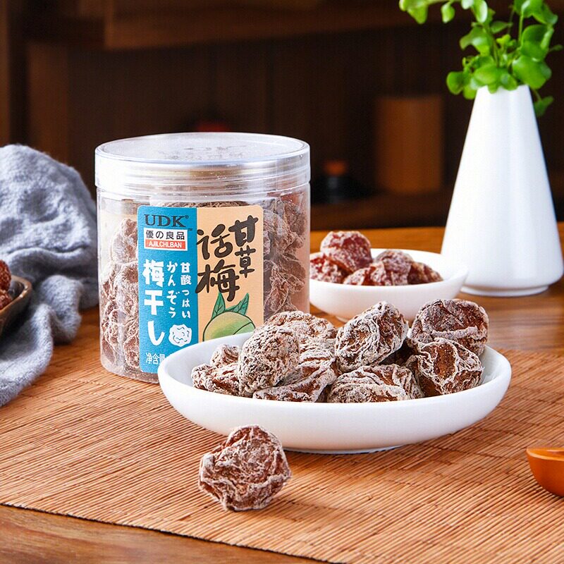 UDK优之良品甘草话梅105g干罐装日式蜜饯果脯休闲零食梅类制品