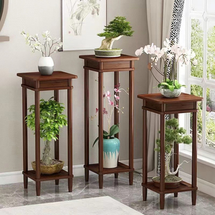 室内花架落地式置物架客厅装饰品绿花盆中式萝架子实木花台摆件新