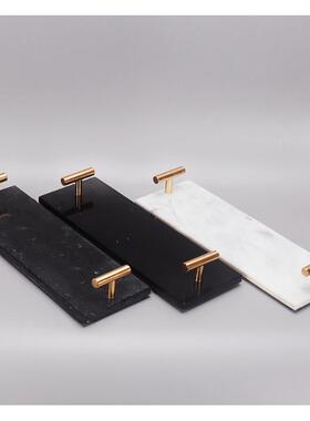 现代简约创意大理石托盘时钟装饰品样板房电视柜家居茶几软桌面