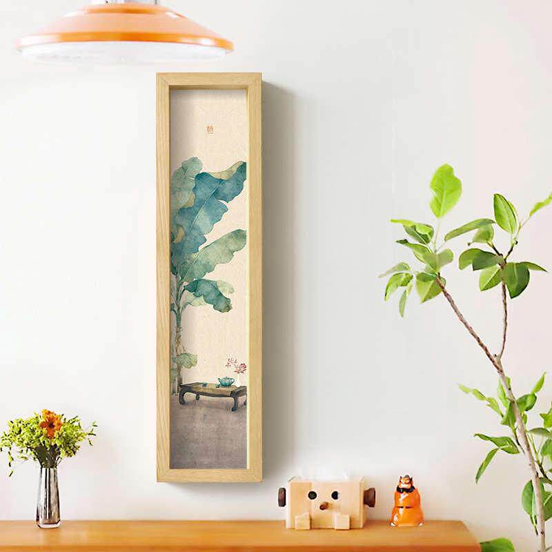 新中式茶室装饰得闲字画实墙小茶桌挂画台茶饰装饰画挂画木框趣味