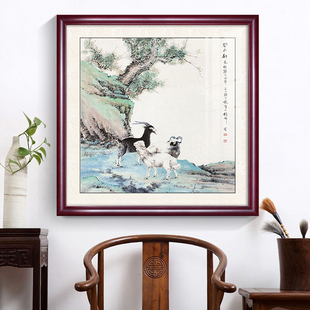 三阳开泰入户玄关装饰画三羊开泰对图墙壁客厅挂画入户门正餐厅画