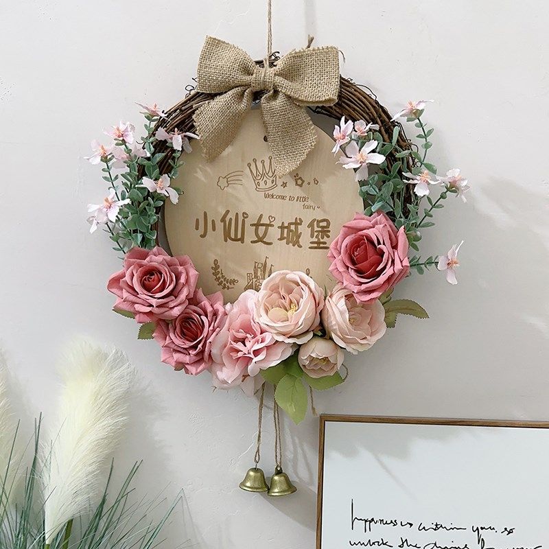 韩式入户门牌定制仿真花环挂饰客厅卧室口装饰挂件营业中店铺挂牌,家居饰品,壁饰,淘宝优惠券,粉丝福利购,淘宝优惠卷