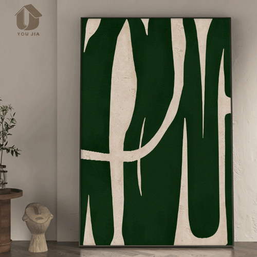 墨绿色侘寂风客厅挂画艺术玄关抽象现代大幅简约画装饰画沙发落地 - 封面