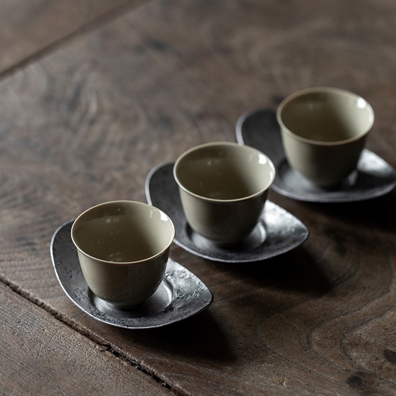 中式手工纯锡杯垫家用茶托杯托茶杯垫隔热防烫垫杯碟功夫茶具配件