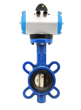 气动对夹蝶D71X-1球墨铸铁体衬胶对夹门DN51001