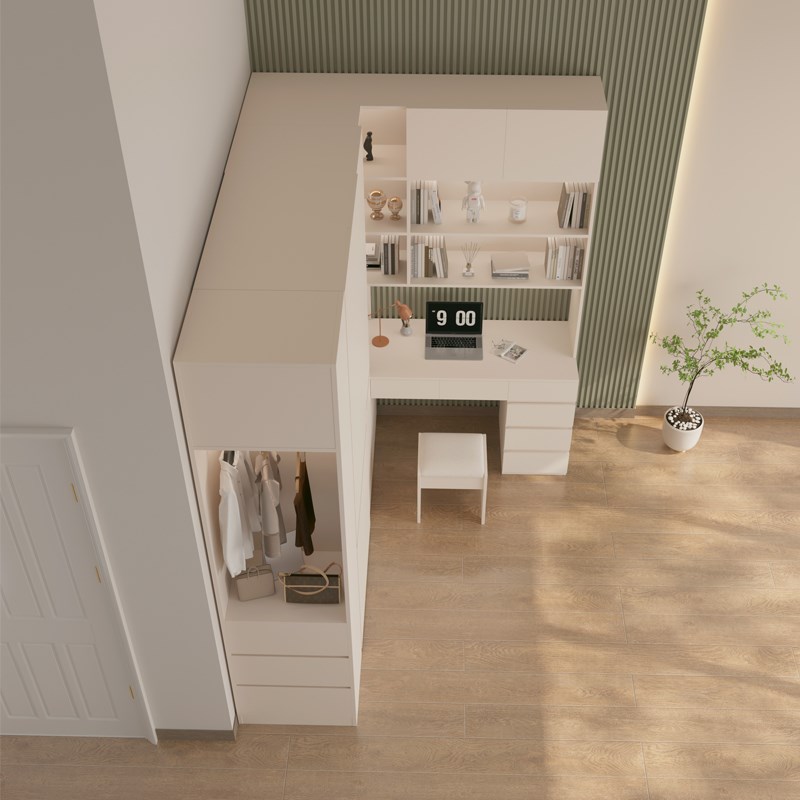 定制衣柜书桌一体 分段式新款2024爆款 L型90度转角简约现代衣橱