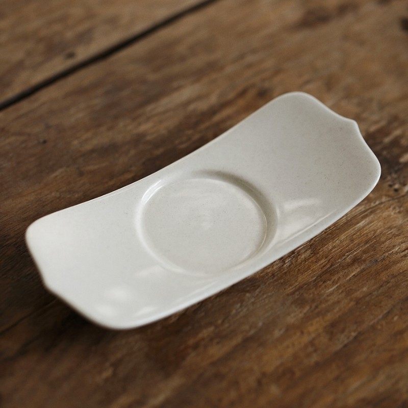 元无  清喜 草木灰长形陶瓷杯托茶杯垫茶道茶具茶席配件 套装免邮