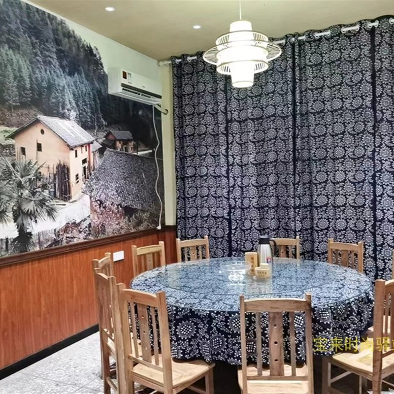 纯手工蓝印花布圆桌布 全棉多规格 民族风餐厅桌布 厚 大小可订做