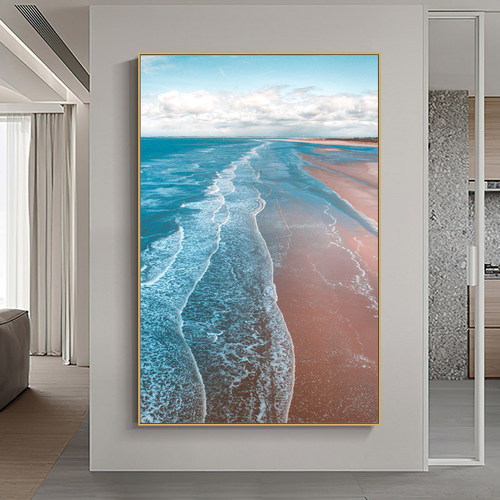 大海日出玄关装饰画客厅沙发背景墙风景挂画现代入户走廊过道壁画