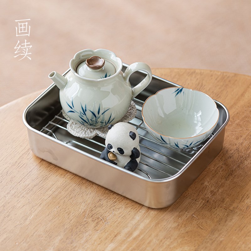 画续草木灰手绘竹子茶壶陶瓷茶壶家用茶壶茶杯功夫茶具小憩套装