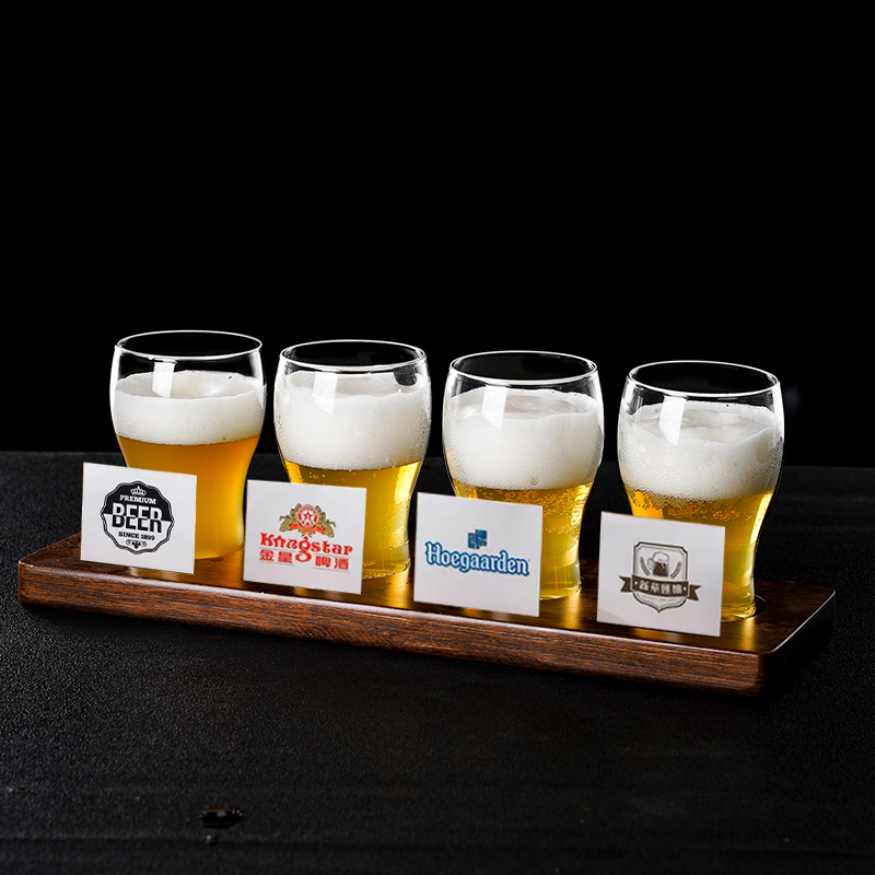 150ml小容量精酿啤酒杯玻璃品鉴试饮杯创意卡片式品酒杯杯托套装