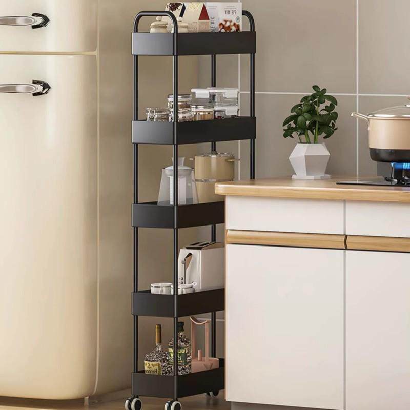 碳钢金属窄缝厨房夹缝小推车侧落地储物柜置物架移动卧室缝隙冰箱