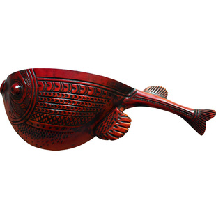 中式家装饰品复古楼梯餐厅壁饰花插花盆装饰鱼墙墙面壁挂挂挂件木