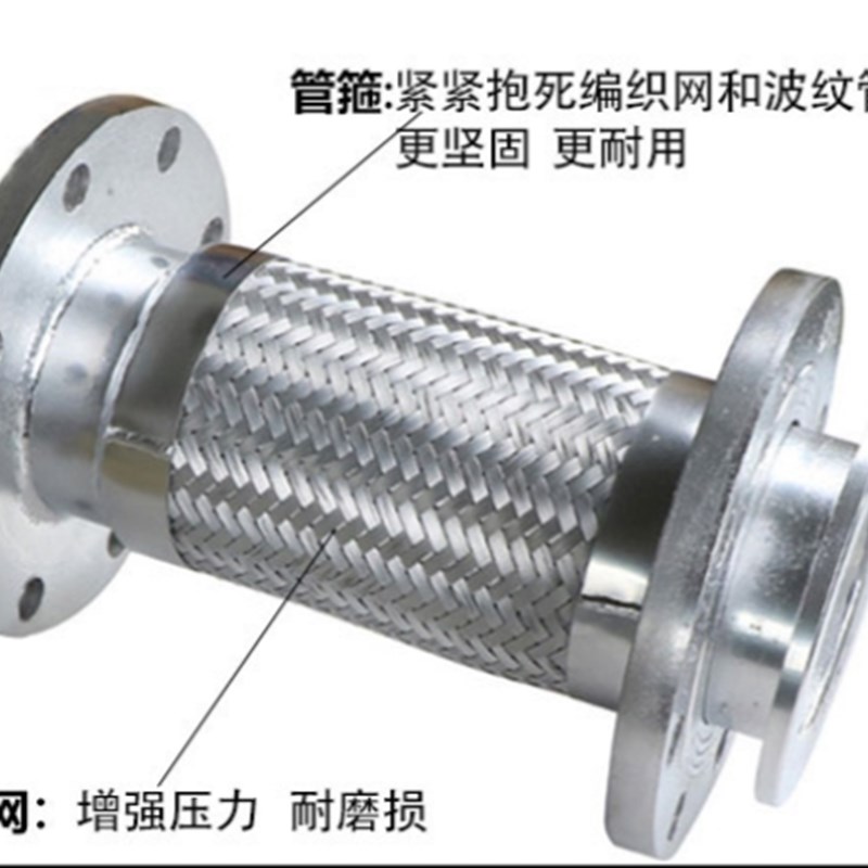 碳钢法兰式不锈钢金属波纹软管耐高温高压编织蒸汽软连结DN20-200