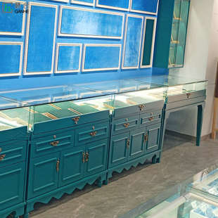 欧式玻璃柜子珠宝柜台皮带柜银展柜中展示柜柜台首饰岛烤品漆饰柜