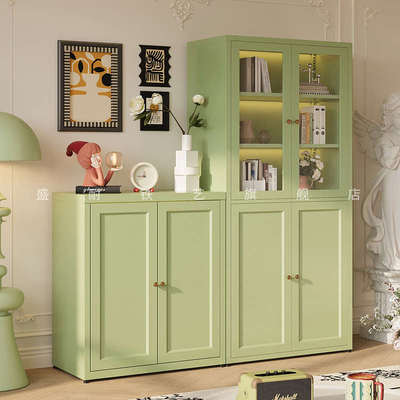 奶油风模块柜铁艺客厅多功能飘组合柜柜家用窗电视柜书柜收纳自由