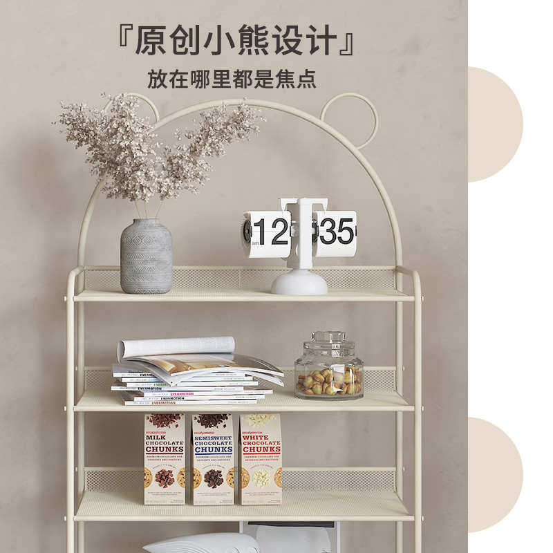 奶油风白色落地水杯餐厨房靠墙收纳储茶水架边小物尺寸柜柜置物架