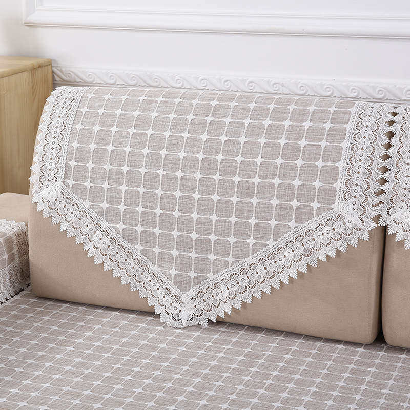 防滑靠背巾沙发扶手巾现代布防尘沙发垫通用四季简约格子艺套四季