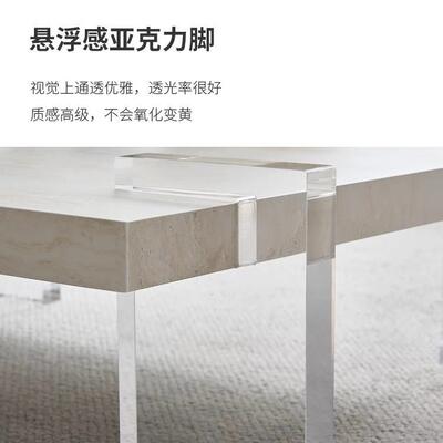 中古代风风白洞石茶几现简约CJ11668小户型客厅诧复古寂奶油风悬