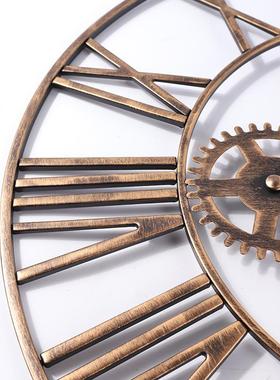 挂热荐AS01804-工轮业齿铁艺复古钟客厅卧室时尚壁地挂钟表产货源