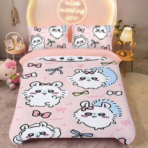 季四件套双冬面加绒吉伊GZE卡哇萨乌奇卡通学生被套珊瑚件绒可爱