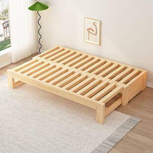 实木沙发床多功DEE叠折床抽拉床蹋蹋米床加长沙发缩床一体两能用