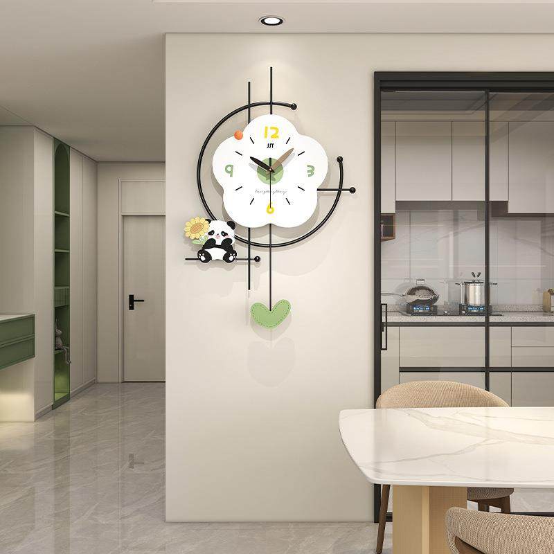 现代客奶风油钟表厅感简约创意QHH挂钟高颜值餐厅饰家用装时钟挂