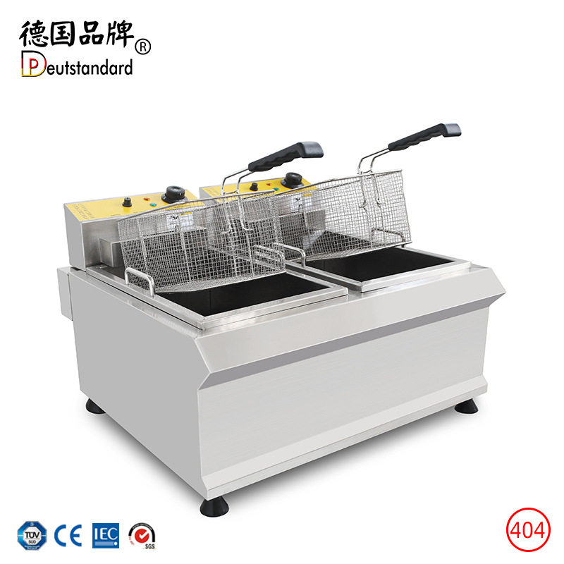 商用电炸炉电炸锅台式双缸双筛电炸锅油炸机薯条机实力厂家直销
