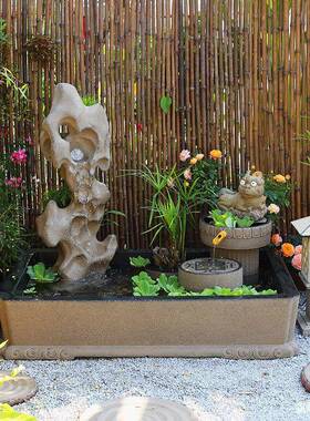 造景庭院花装园外观饰景假山流水喷泉水景户布置鱼池YAV摆件阳台
