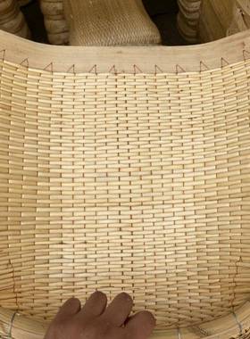 竹边柳编簸箕编织筲箕无手工柳开VXP口条大小农用藤编孔收中纳筐