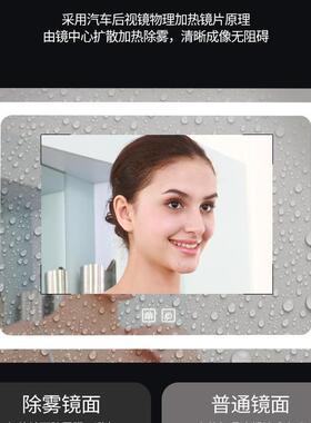 粘浴室镜子所卫生间厕免孔贴墙NAP自壁挂式化妆打镜方形玻璃镜挂