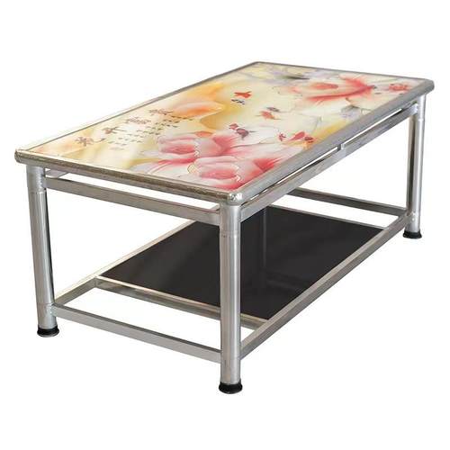 茶桌客锈厅家用出租房简无品牌/易桌小子简约钢化玻璃几不钢脚长