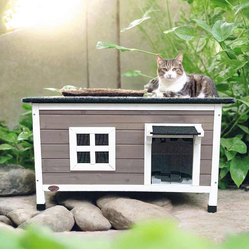猫笼猫屋户外流浪猫窝防雨防寒猫房子躲避窝封闭式木制室外猫别墅