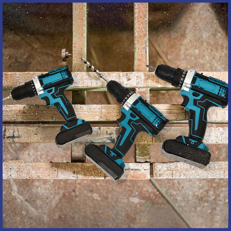 亚马逊跨境21V锂电钻冲击钻套装 工业级无刷电机手电钻家用多功能