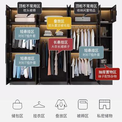 衣柜物家用卧室实木小户约型现代简包安两装轻奢OPW储卧室门玻璃