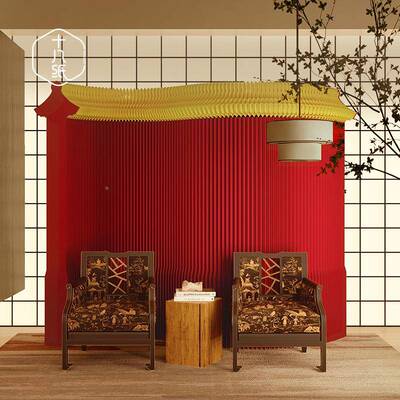 QSY屏风隔断厅2025新款折门移动中式玄叠关入户正对简客易背景