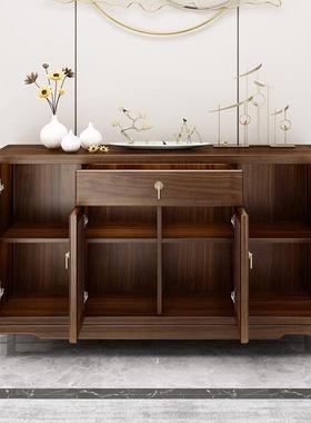 新LFD中式乌金木边柜全实木关门柜轻玄餐奢茶水柜储物柜厅入户装