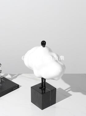 摆简现MKD代白色树脂抽象几何艺术人云中样板间客厅约电视柜桌面