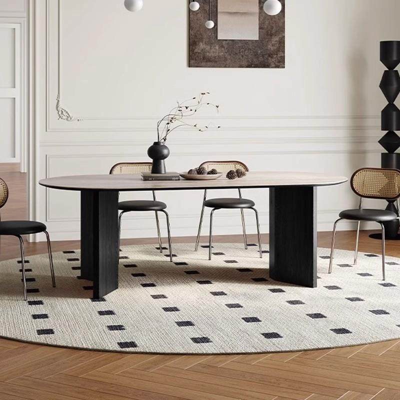 户暮约奢轻法式实木餐椭桌洞石岩板简洞石岩板小型圆形设计师餐桌,商业/办公家具,餐桌椅系列,淘宝优惠券,粉丝福利购,淘宝优惠卷