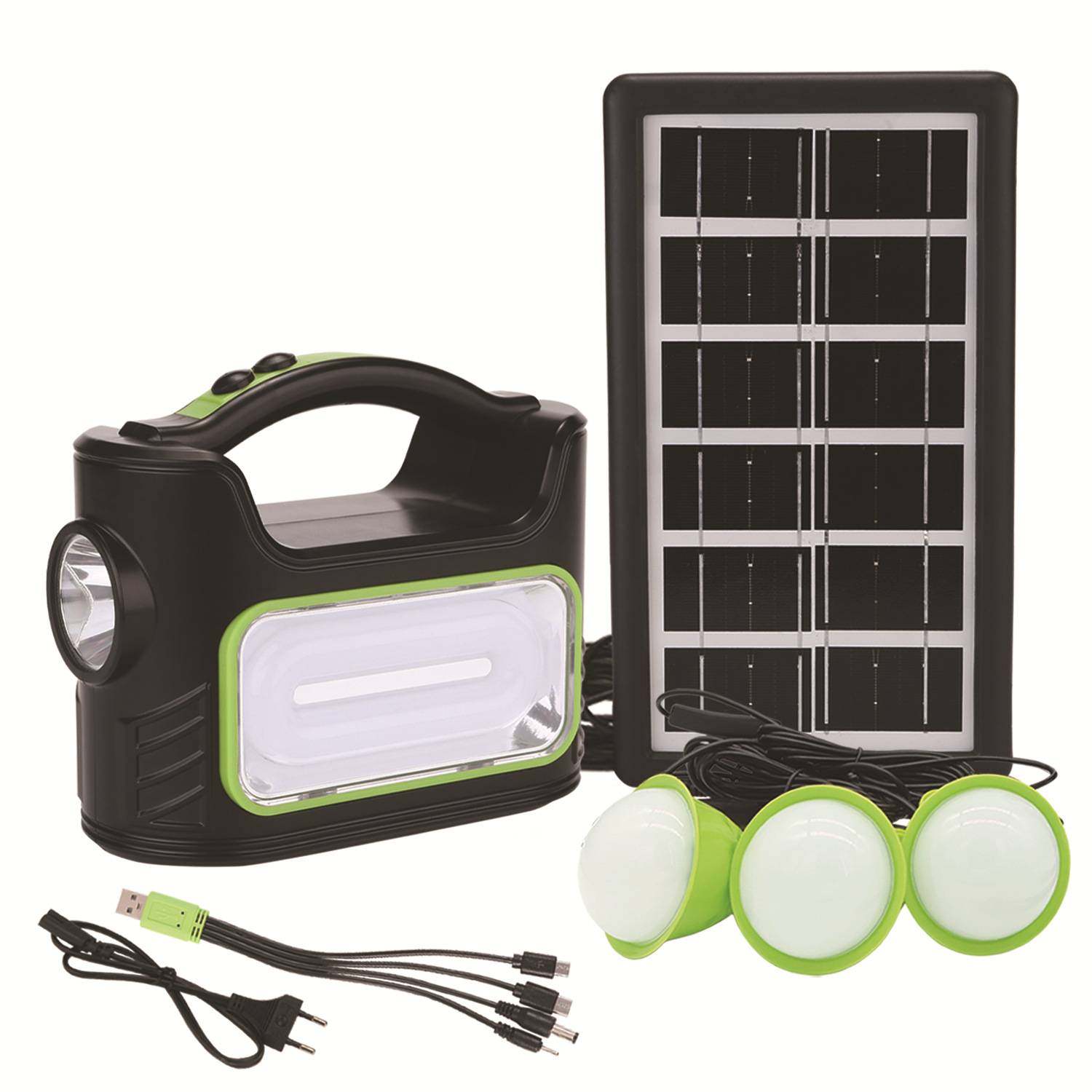 DT-9061户外太阳能照明小系统便携式移动LED灯带3个球泡应急充电