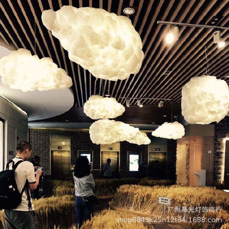 无品牌/创意个性吊灯服装云店云灯卧室儿童房朵酒灯店彩网红灯棉