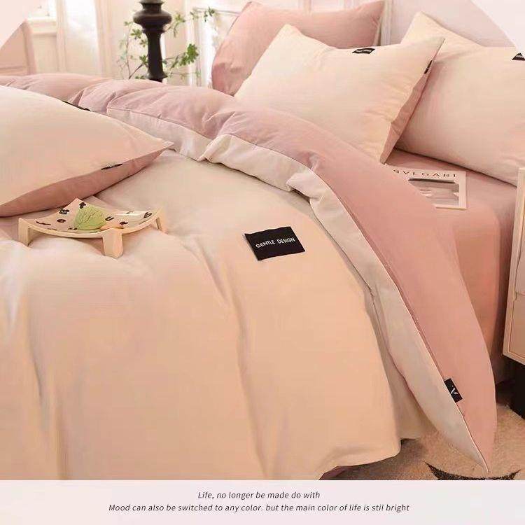 加母婴件全棉厚SXM磨毛四套纯棉三件套纯色床单被秋套床笠冬双人4