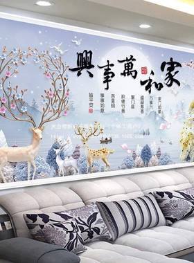 印线lpum5837绣十兴字花绣202家5新款客厅和万事孔雀麋鹿刺绣手工