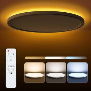 L嵌ED卧室无品牌 RG客B厅背光平面圆 金黄光吸顶灯天花板灯24w入式