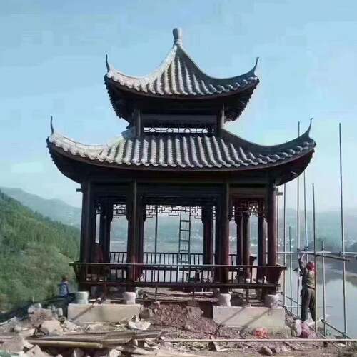 户外OSI层腐凉亭仿古古亭建凉亭防木重檐庭院水榭小青瓦凉双亭
