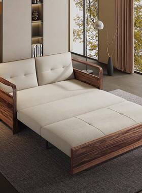 实木折叠发两用中沙家用床小户型OZP伸缩客厅双人式多功能卧室书